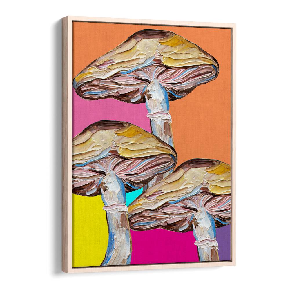 Psychedelic Mushrooms by Alice Straker Kitchen Posters Kitchen Art Prints in Oak Wood Floater Frame