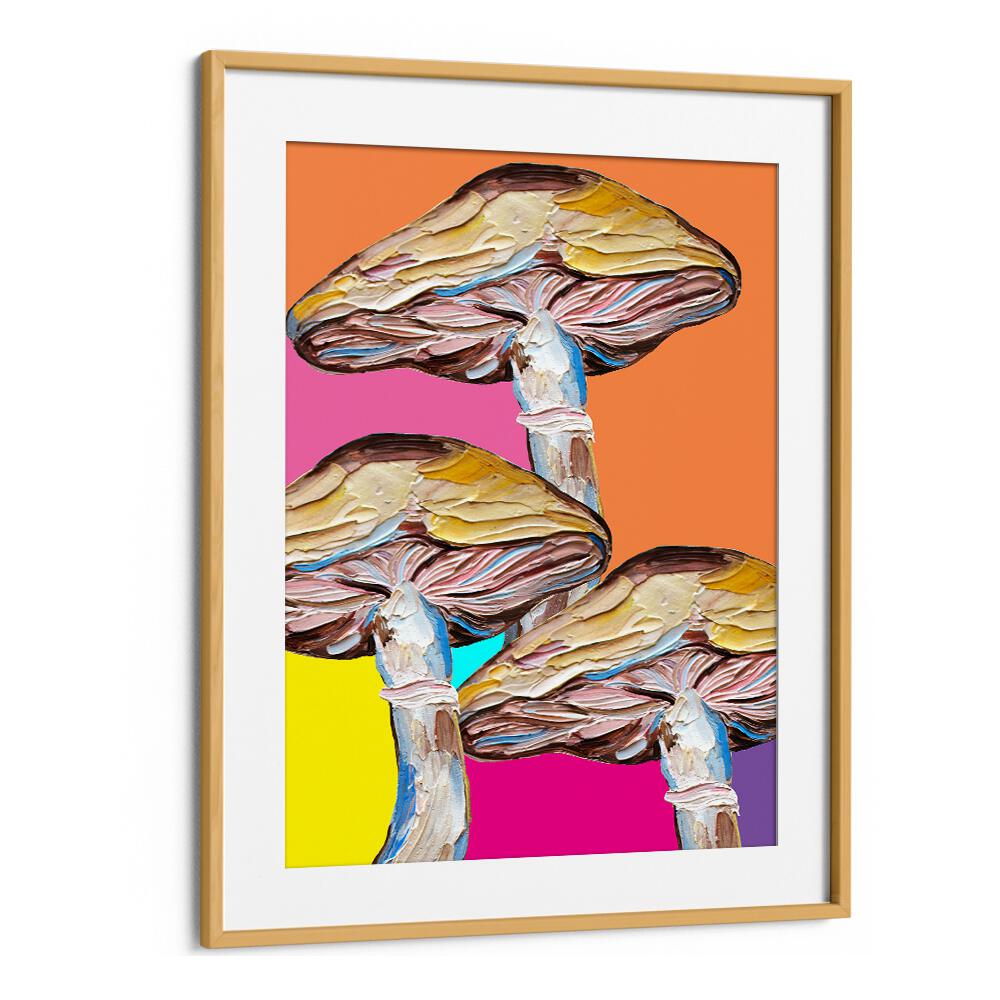 Psychedelic Mushrooms by Alice Straker Kitchen Posters Kitchen Art Prints in Oak Wood Frame With Mount