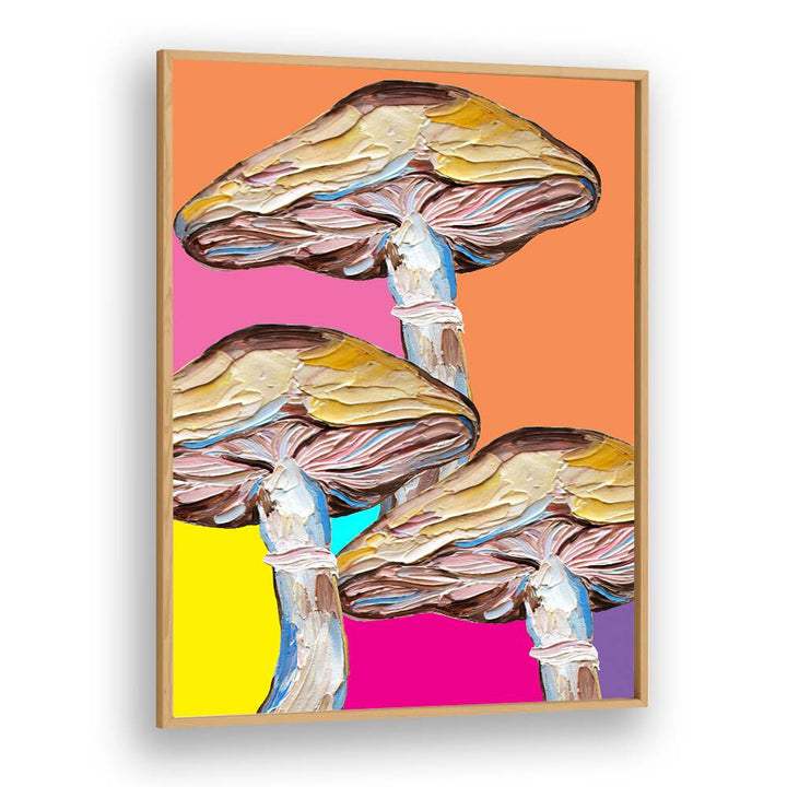 Psychedelic Mushrooms by Alice Straker Kitchen Posters Kitchen Art Prints in Oak Wood Plain Frame