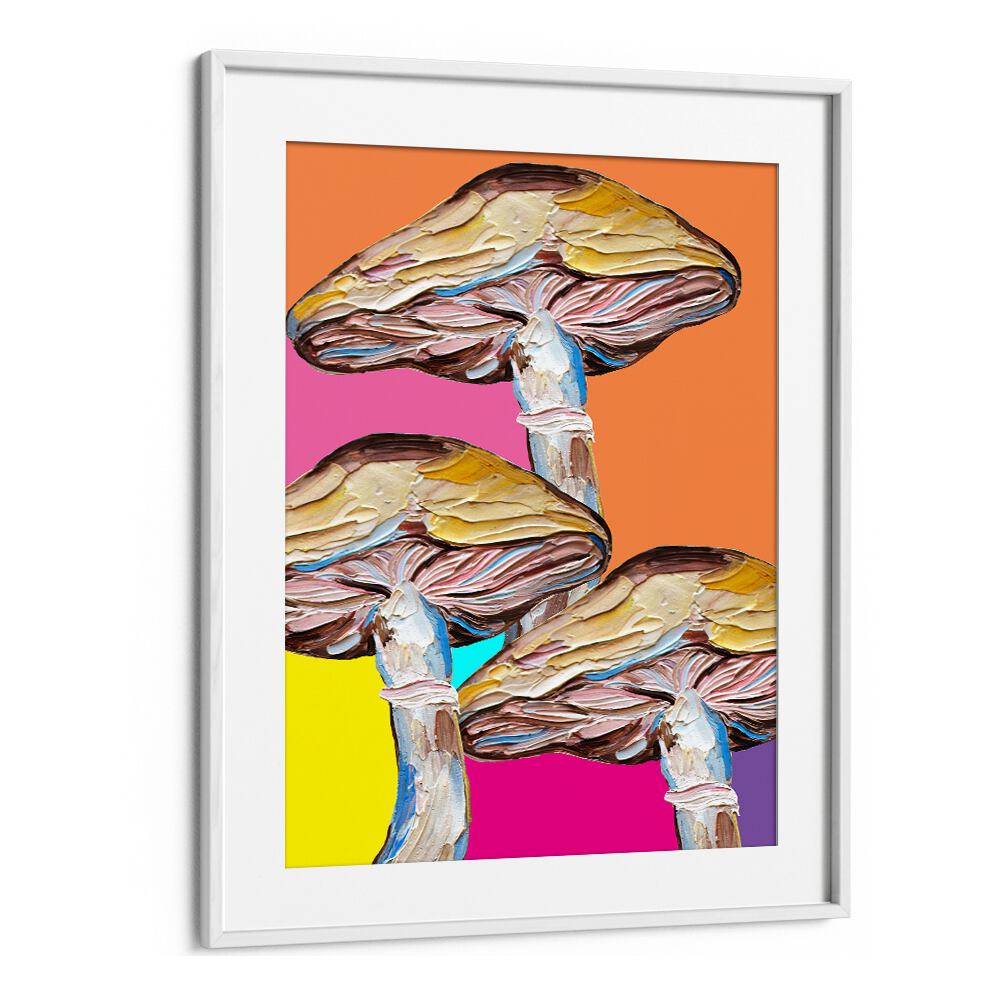 Psychedelic Mushrooms by Alice Straker Kitchen Posters Kitchen Art Prints in White Frame With Mount