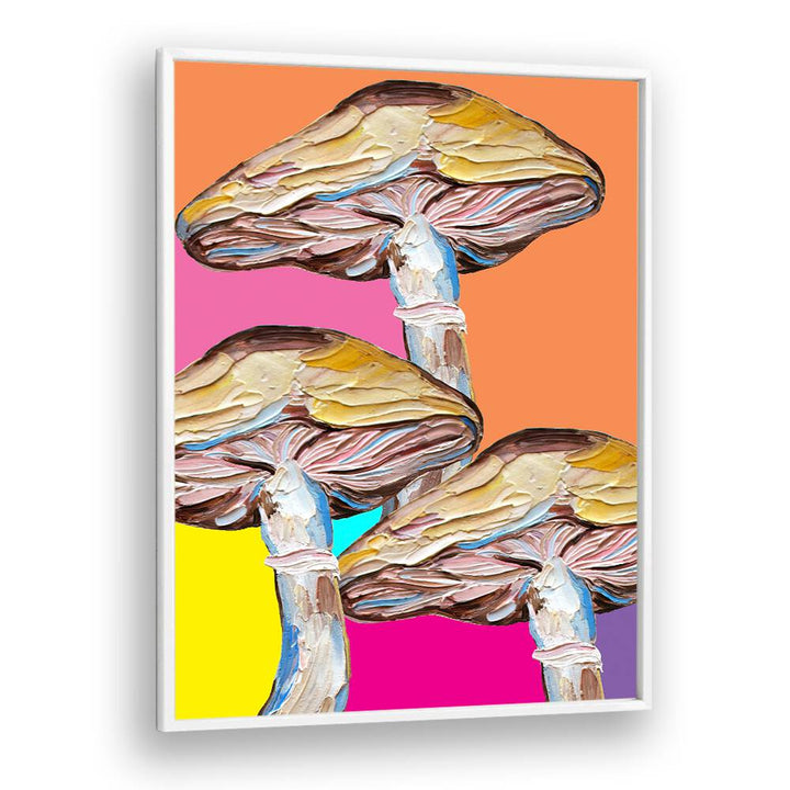 Psychedelic Mushrooms by Alice Straker Kitchen Posters Kitchen Art Prints in White Plain Frame