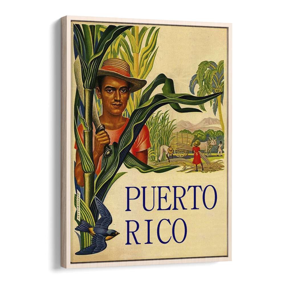 Puerto Rico  Travel Posters in Oak Wood Floater Frame