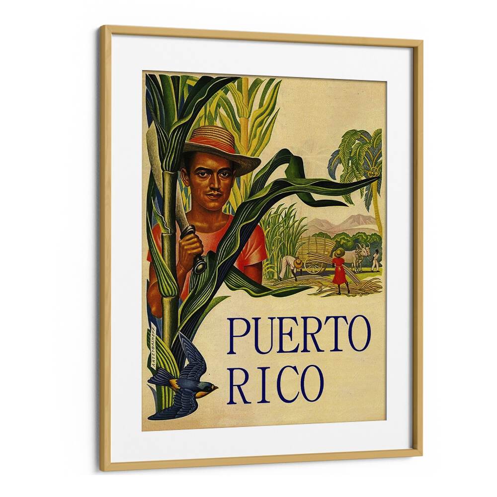 Puerto Rico  Travel Posters in Oak Wood Frame With Mount