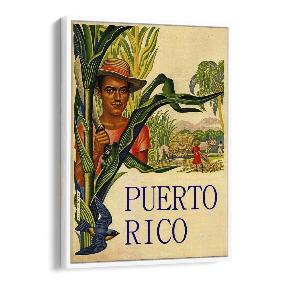 Puerto Rico  Travel Posters in White Floater Frame