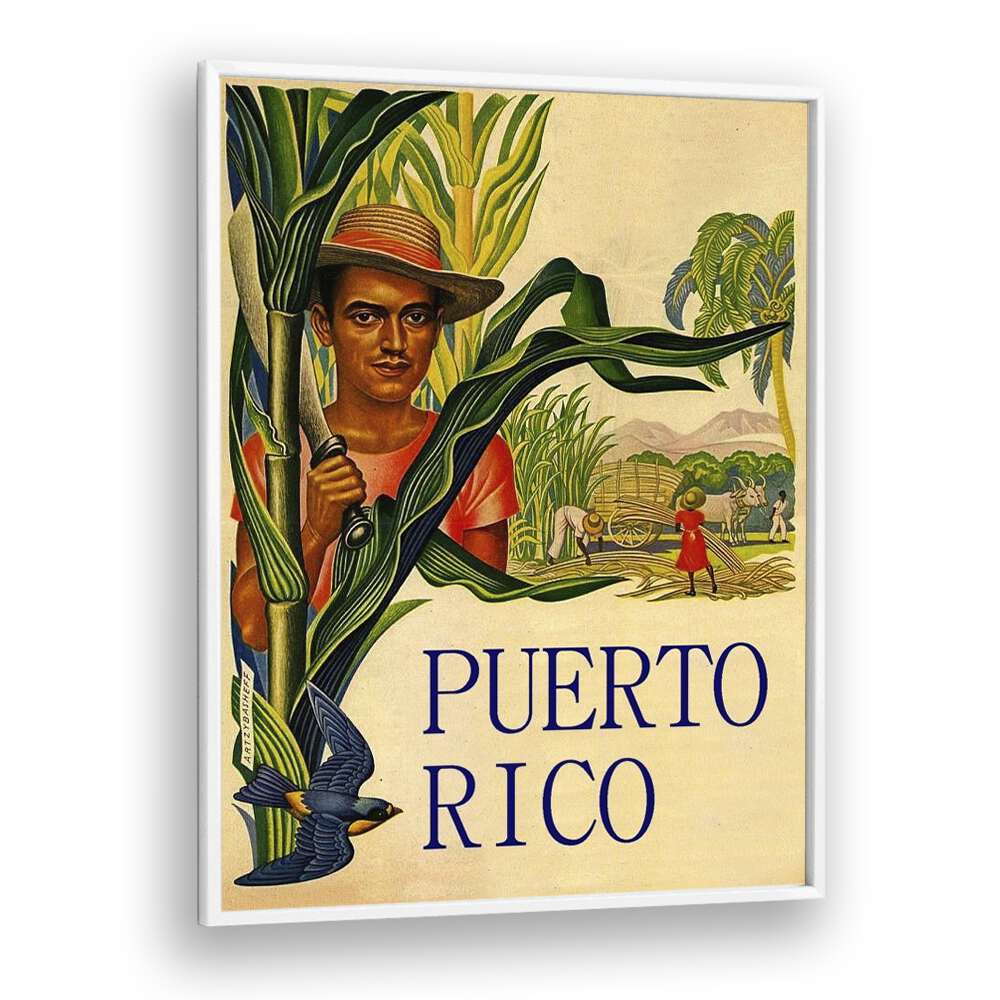 Puerto Rico  Travel Posters in White Plain Frame