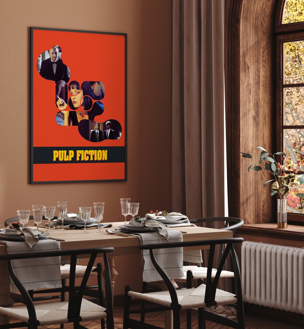 Pulp Fiction by Grishma Korjani Movie Posters Artwork I Placed on a wall In A Living Room