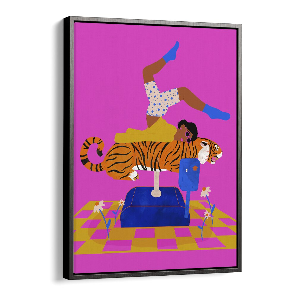 Put A Tiger In Your Heart  Kids Room Art in Black Floater Frame