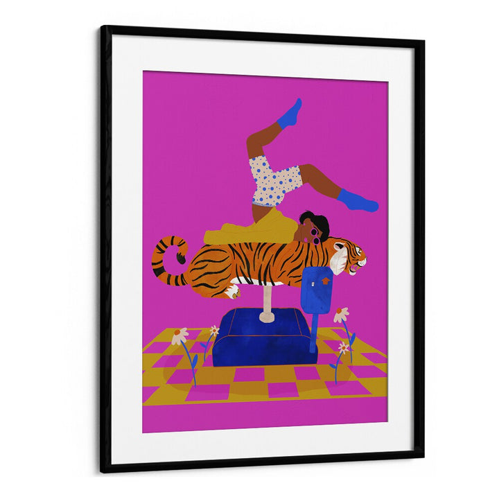 Put A Tiger In Your Heart  Kids Room Art in Black Frame With Mount