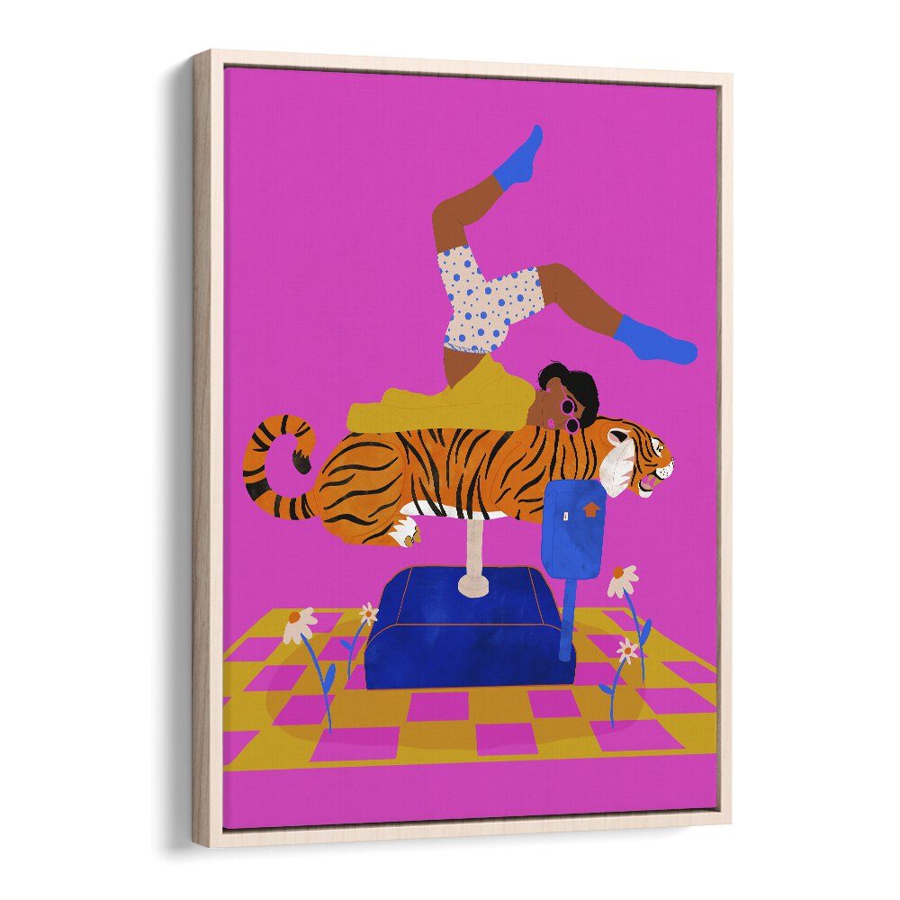 Put A Tiger In Your Heart  Kids Room Art in Oak Wood Floater Frame