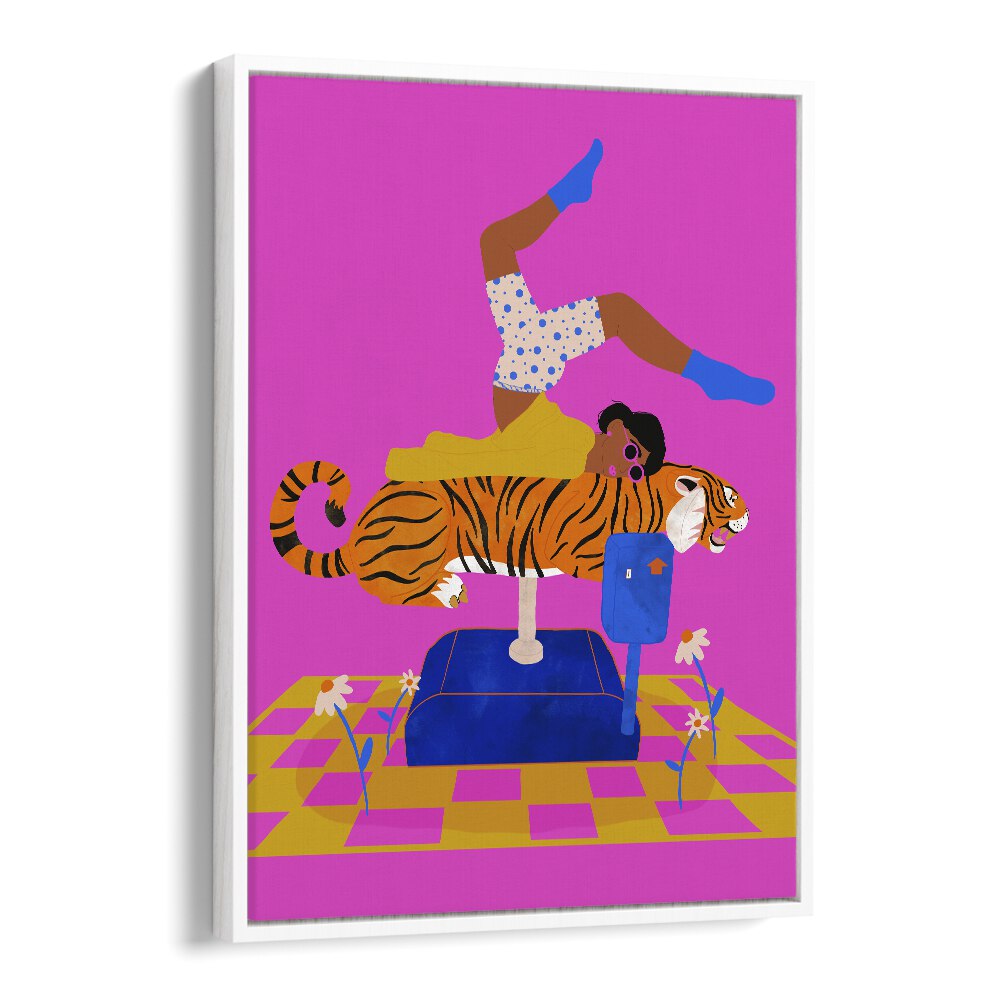 Put A Tiger In Your Heart  Kids Room Art in White Floater Frame