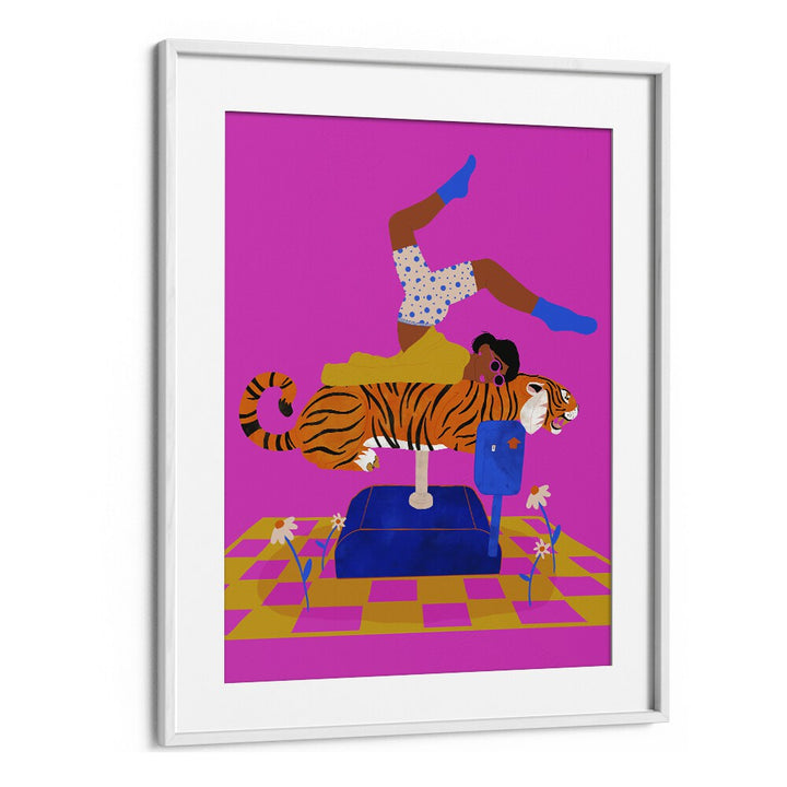 Put A Tiger In Your Heart  Kids Room Art in White Frame With Mount