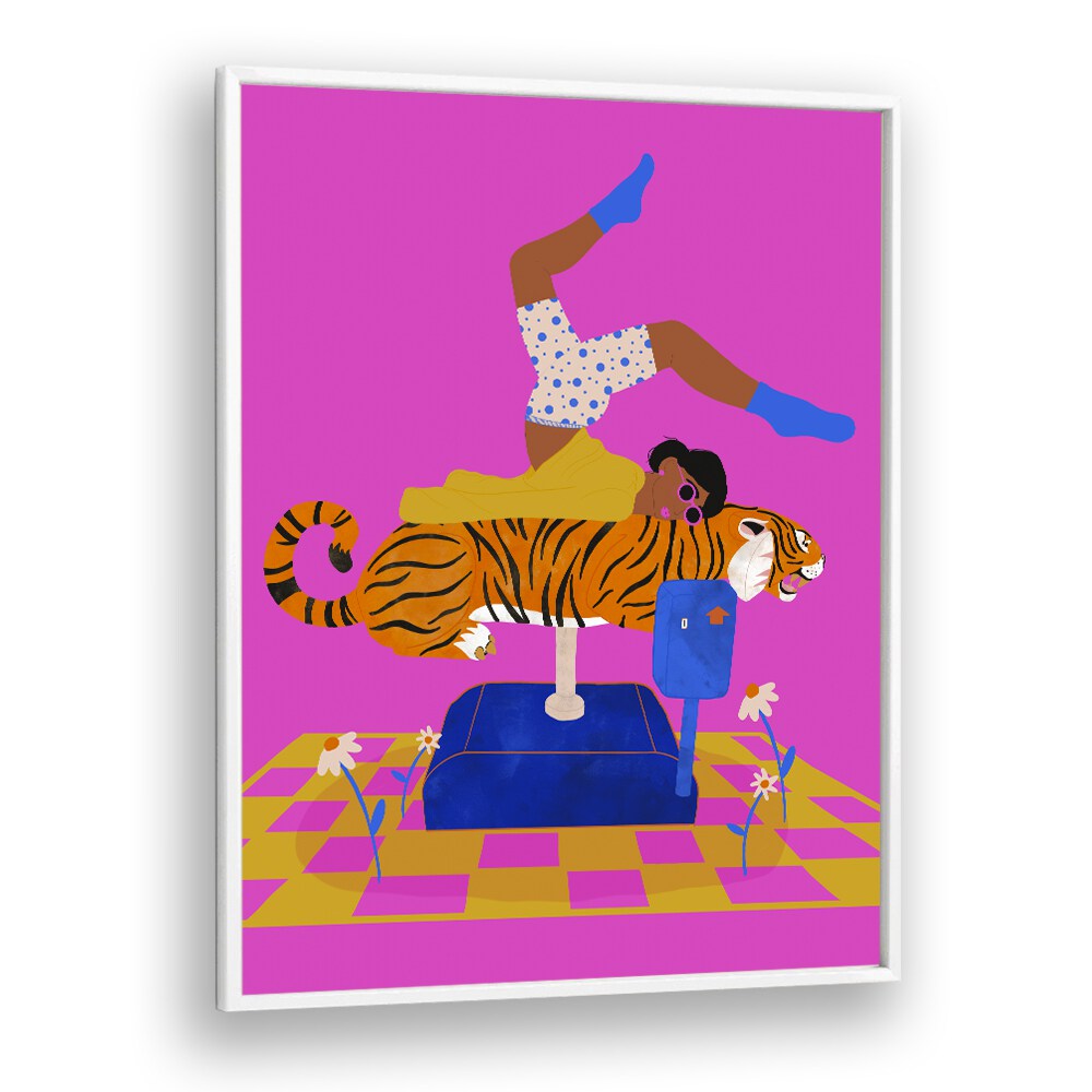 Put A Tiger In Your Heart  Kids Room Art in White Plain Frame