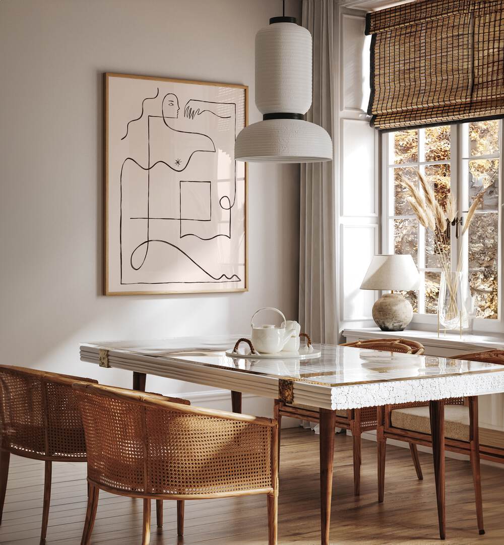 Stylish dining area featuring PUZZLE, LINE ART PAINTINGS, enhancing decor and cognitive engagement. Perfect for your home!