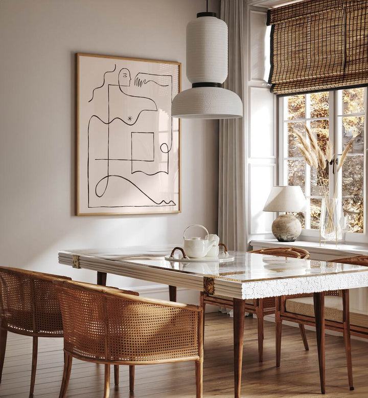 Stylish dining area featuring PUZZLE, LINE ART PAINTINGS, enhancing decor and cognitive engagement. Perfect for your home!