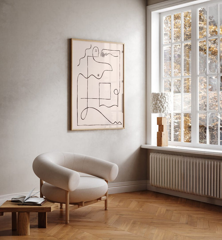 Stylish living room featuring PUZZLE, LINE ART PAINTINGS for an engaging and modern decor experience.