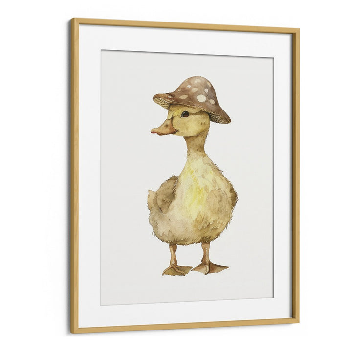 Quacker In A Hat Kids Art Artwork in Oak Wood Frame With Mount
