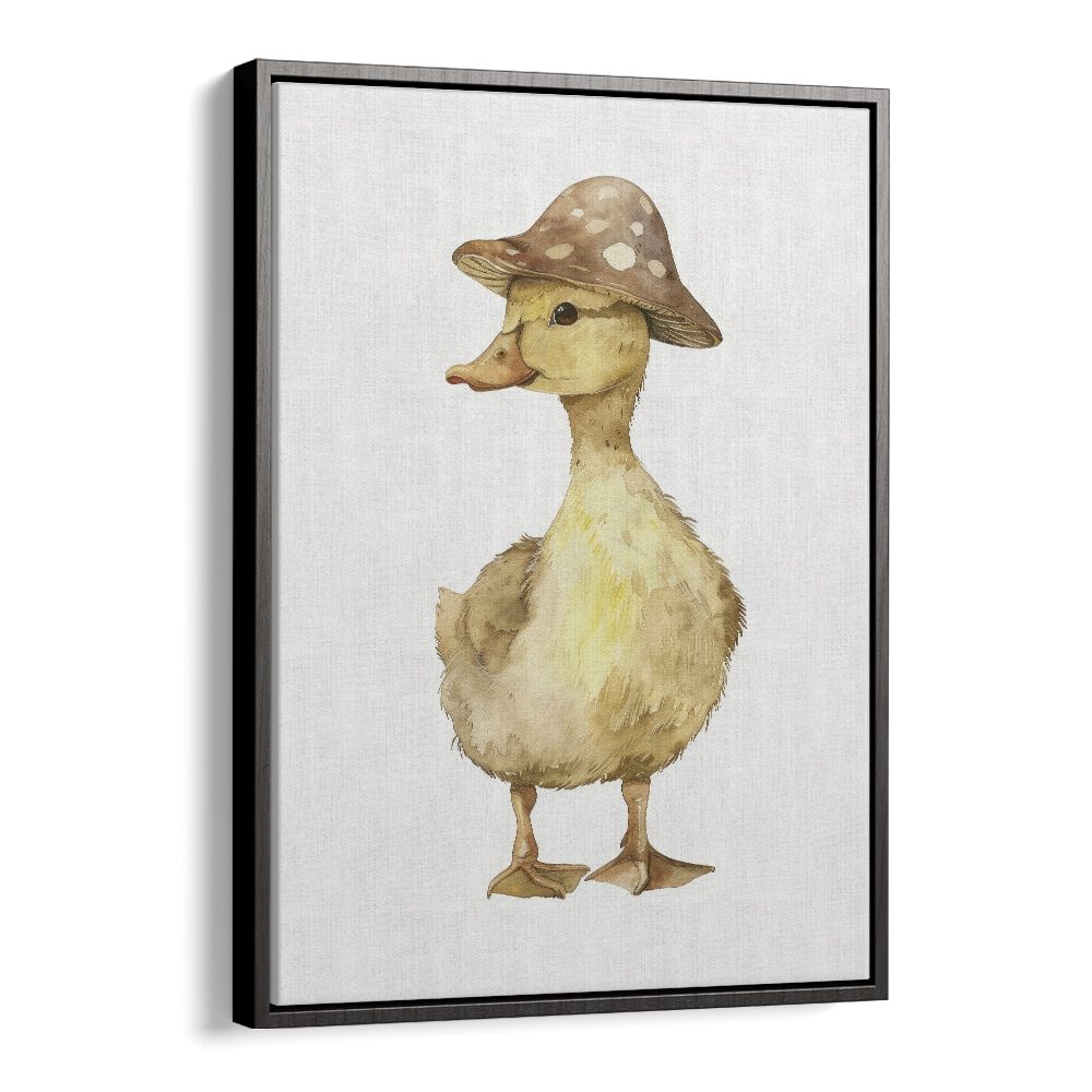 Quacker In A Hat Kids Art Artwork in Black Floater Frame
