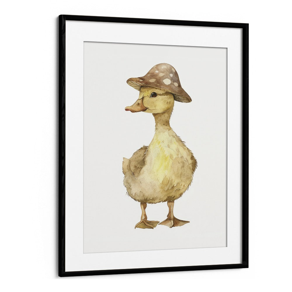 Quacker In A Hat Kids Art Artwork in Black Frame With Mount
