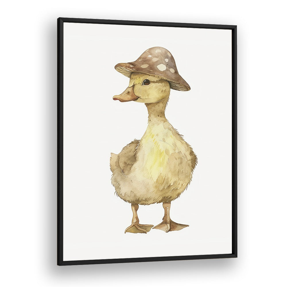 Quacker In A Hat Kids art Artwork in Black Plain Frame
