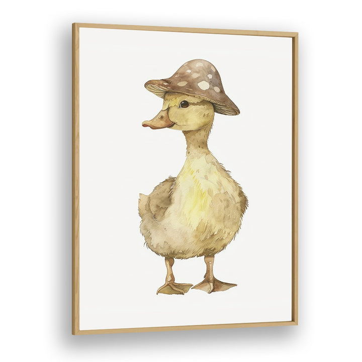 Quacker In A Hat Kids Art Artwork in Oak Wood Plain Frame
