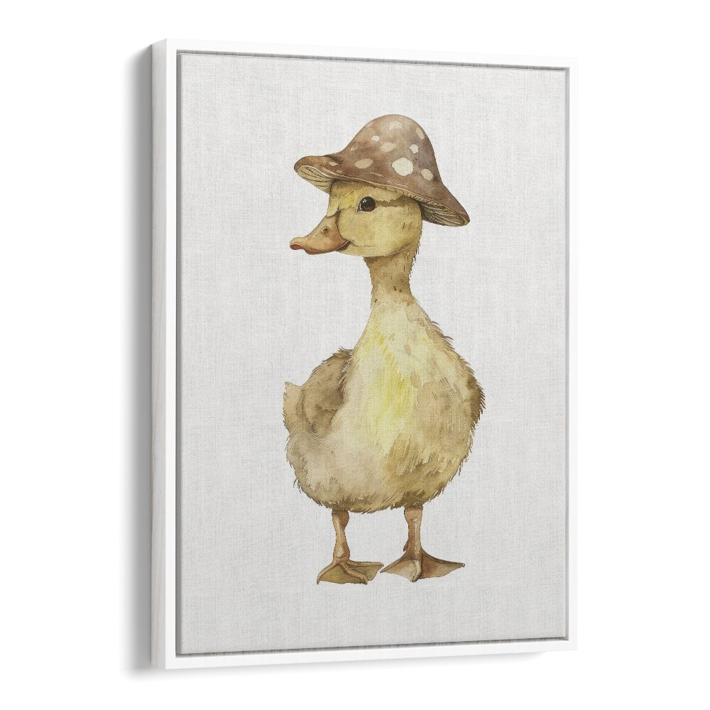 Quacker In A Hat Kids art painting Artwork in White Floater Frame
