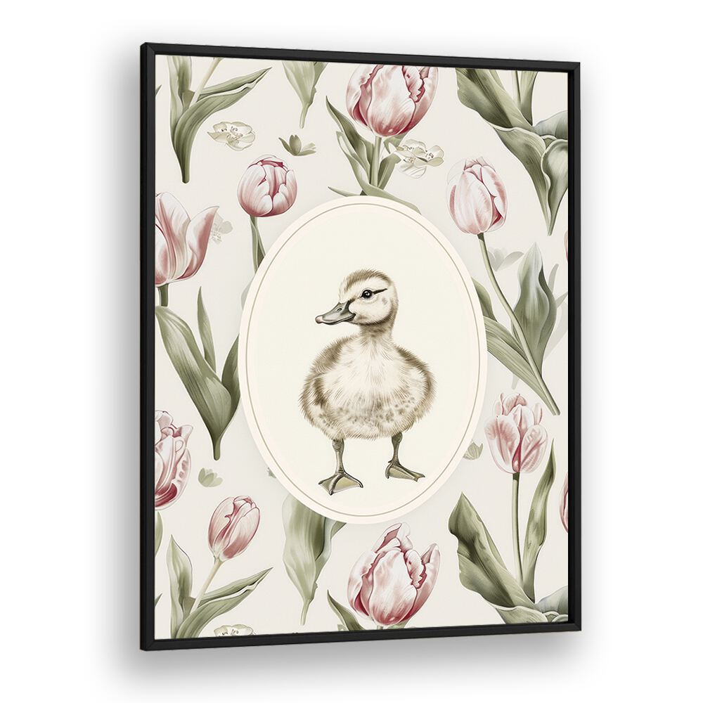 Quacky Duck I Kids art Artwork in Black Plain Frame
