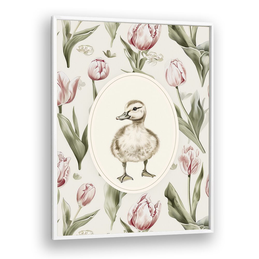 Quacky Duck I Kids art Artwork in White Plain Frame
