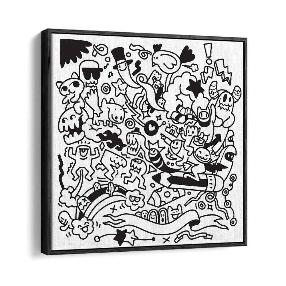 Quirk Quest Doodle Art Artwork in Black Floater Frame