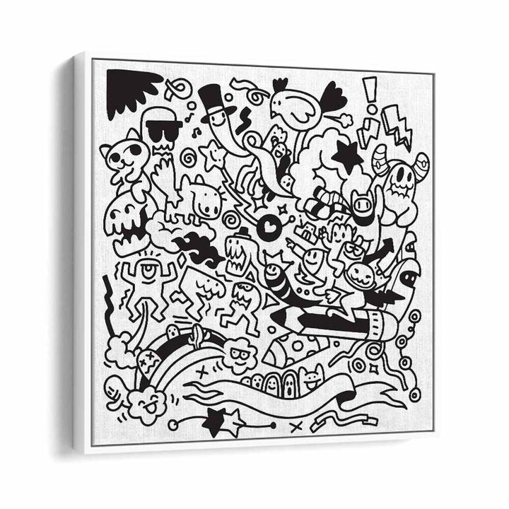 Quirk Quest Doodle Art Artwork in White Floater Frame