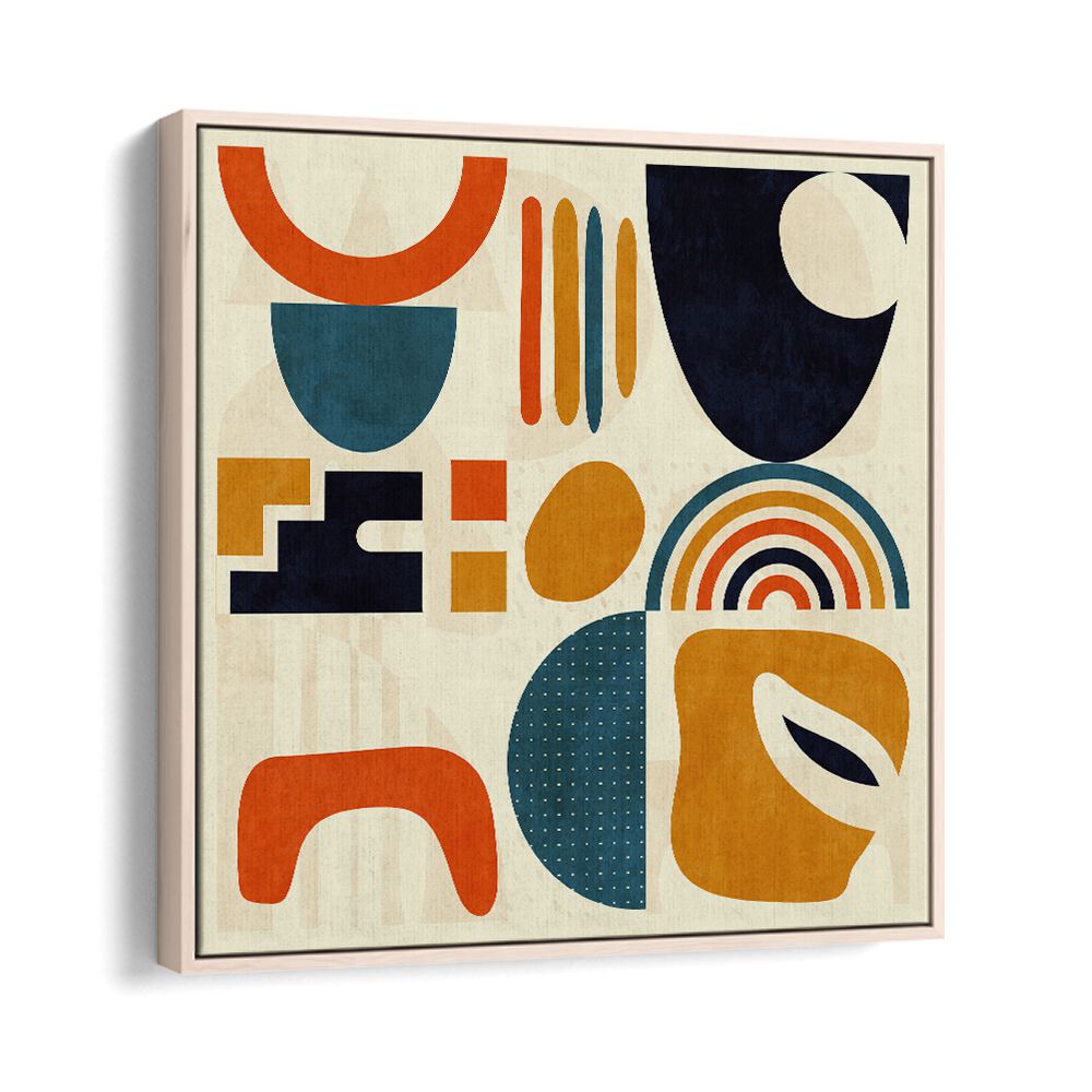 Quadrate Bunt III By Ana Rut Bre Abstract Art Abstract Paintings in Oak Wood Floater Frame