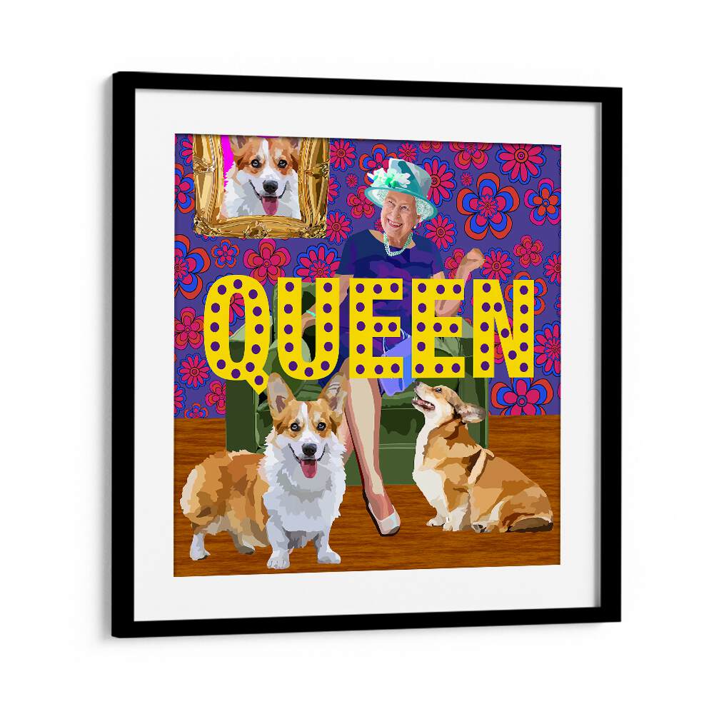 Queen By Lynnda Rakos Pop Art Paintings Pop Art Prints in Black Frame With Mount