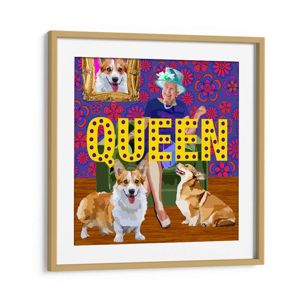 Queen By Lynnda Rakos Pop Art Paintings Pop Art Prints in Oak Wood Frame With Mount