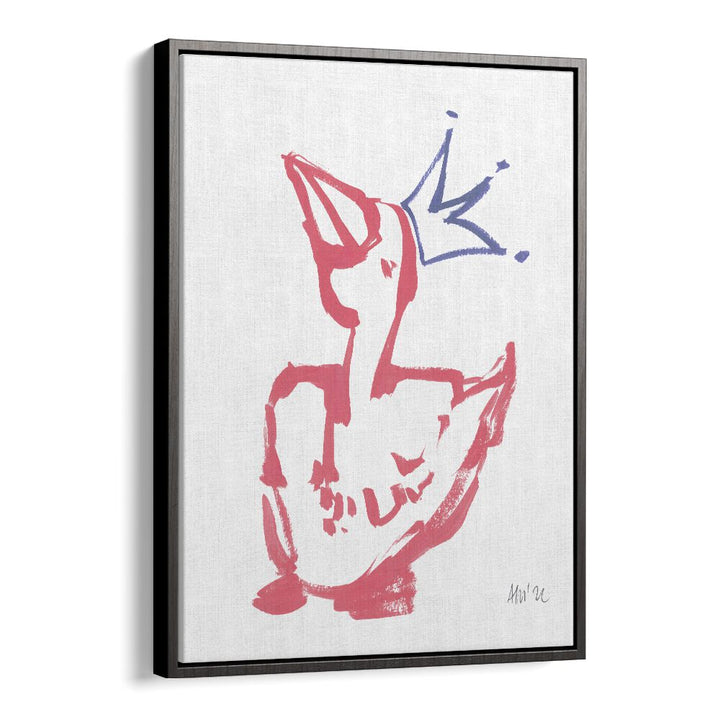 Queen Duck Coral By Ania Zwara Kids Room Art in Black Floater Frame