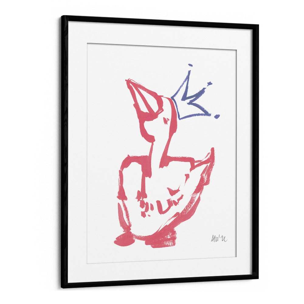 Queen Duck Coral By Ania Zwara Kids Room Art in Black Frame With Mount