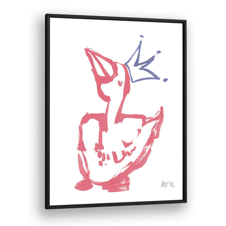 Queen Duck Coral By Ania Zwara Kids Room Art in Black Plain Frame