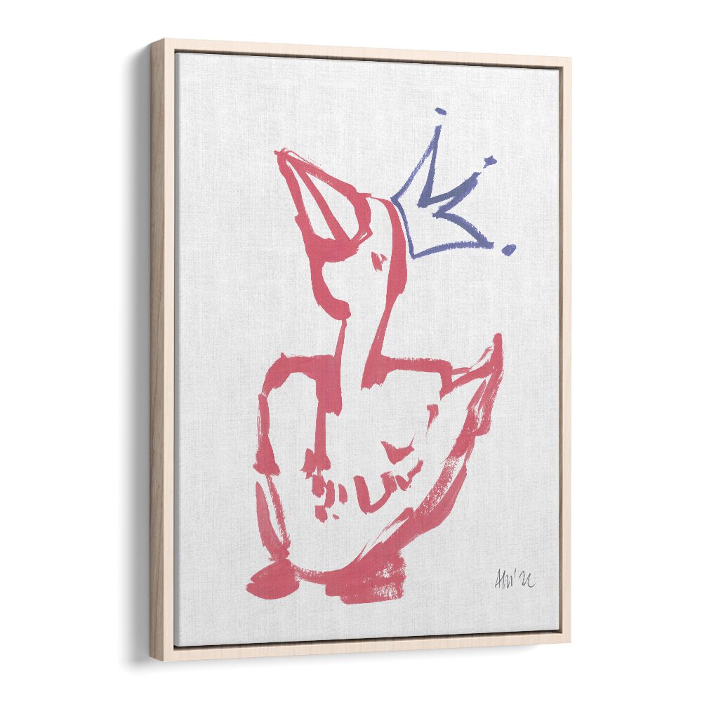 Queen Duck Coral By Ania Zwara Kids Room Art in Oak Wood Floater Frame