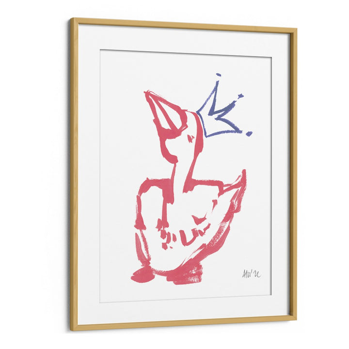 Queen Duck Coral By Ania Zwara Kids Room Art in Oak Wood Frame With Mount