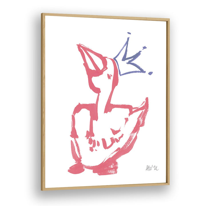 Queen Duck Coral By Ania Zwara Kids Room Art in Oak Wood Plain Frame