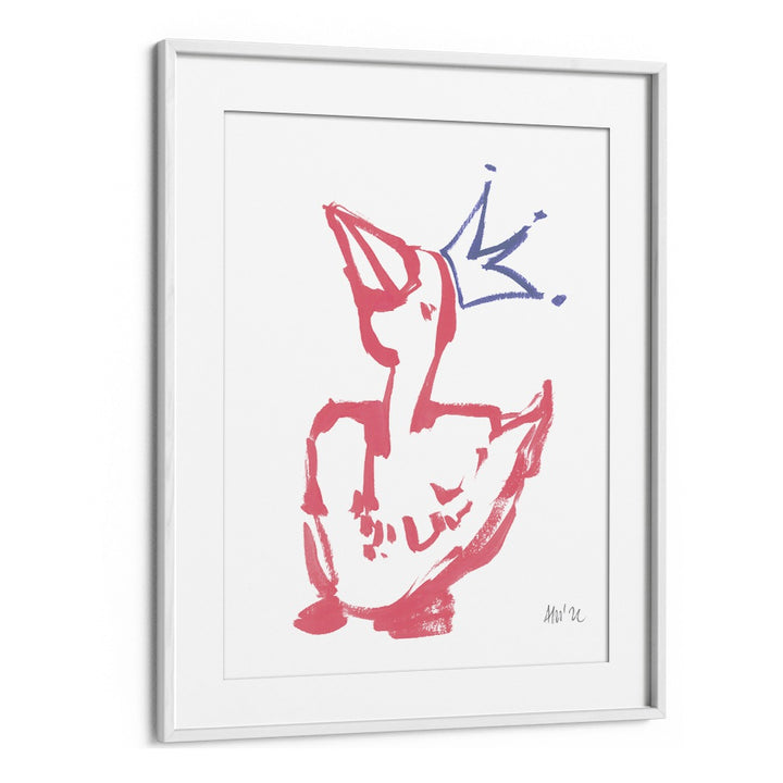 Queen Duck Coral By Ania Zwara Kids Room Art in White Frame With Mount