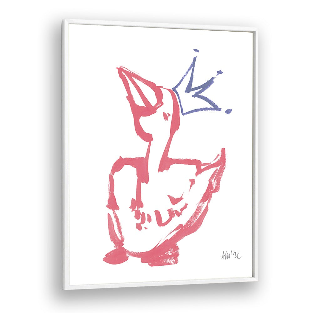 Queen Duck Coral By Ania Zwara Kids Room Art in White Plain Frame