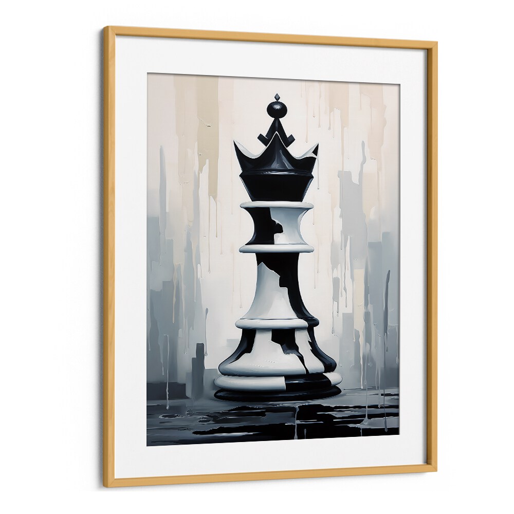 Queen Gaming Posters in Oak Wood Frame With Mount