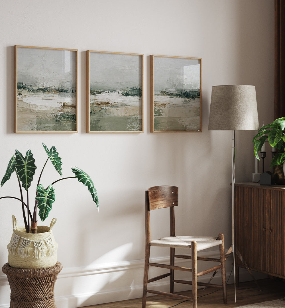 QUIET LANDSCAPE X  , SET OF 3 PAINTINGS