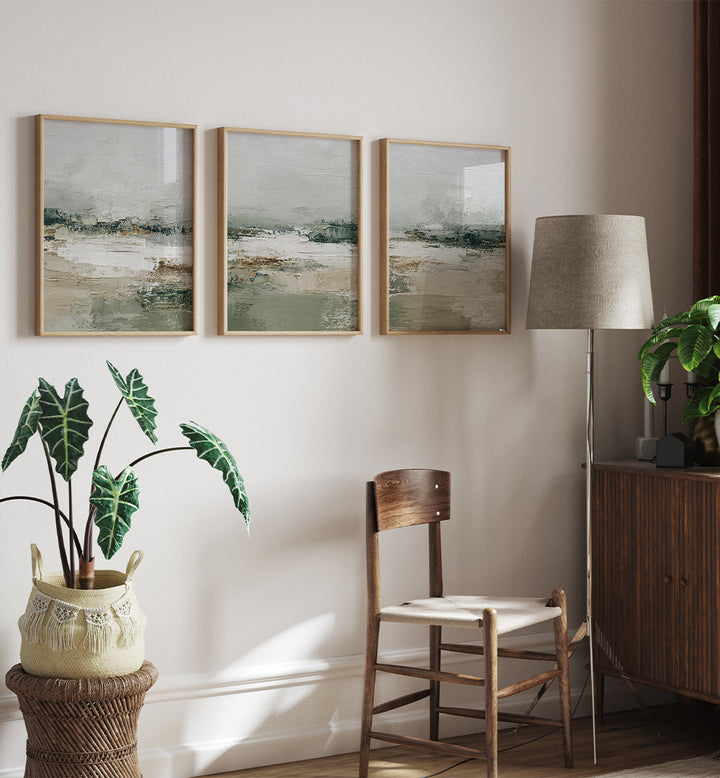 QUIET LANDSCAPE X  , SET OF 3 PAINTINGS