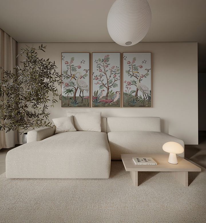 CRANES SET , SET OF 3 PAINTINGS