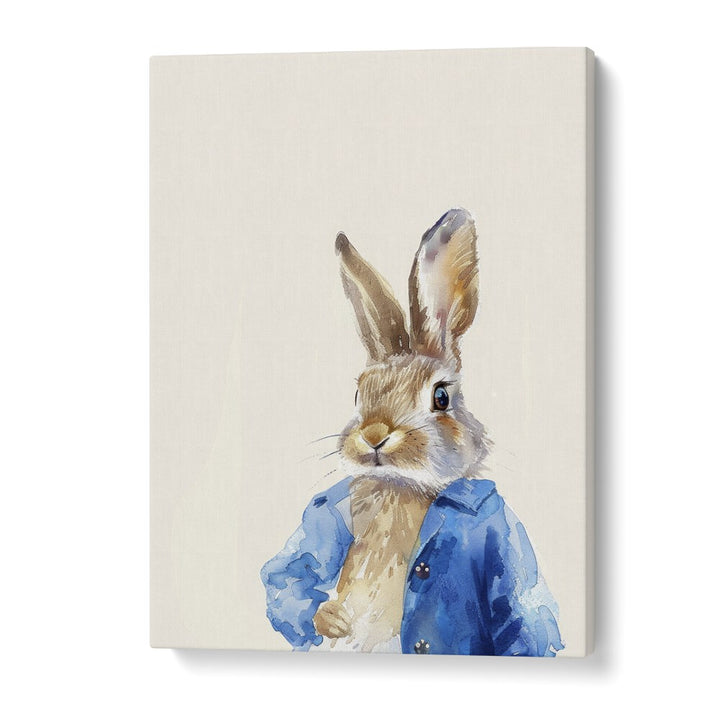 Rabbit In Blue Coat Kids Art Artwork in Gallery Wrap
