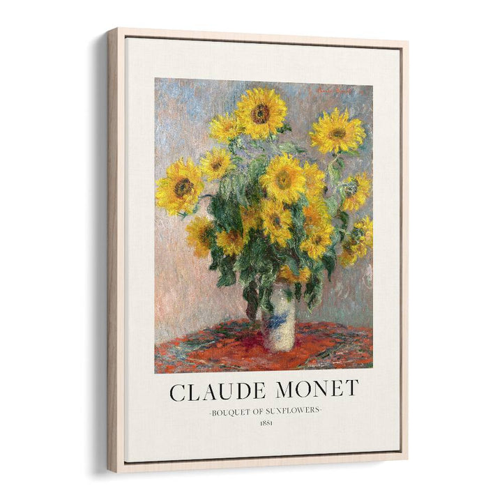 Radiant Splendor Claude Monet's Bouquet Of Sunflowers ( 1881) Claude Monet art painting Artwork in Oak Wood Floater Frame