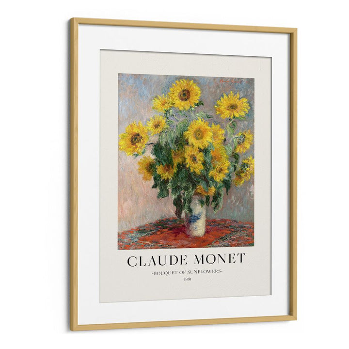 Radiant Splendor Claude Monet's Bouquet Of Sunflowers ( 1881) Claude Monet art painting Artwork in Oak Wood Frame With Mount