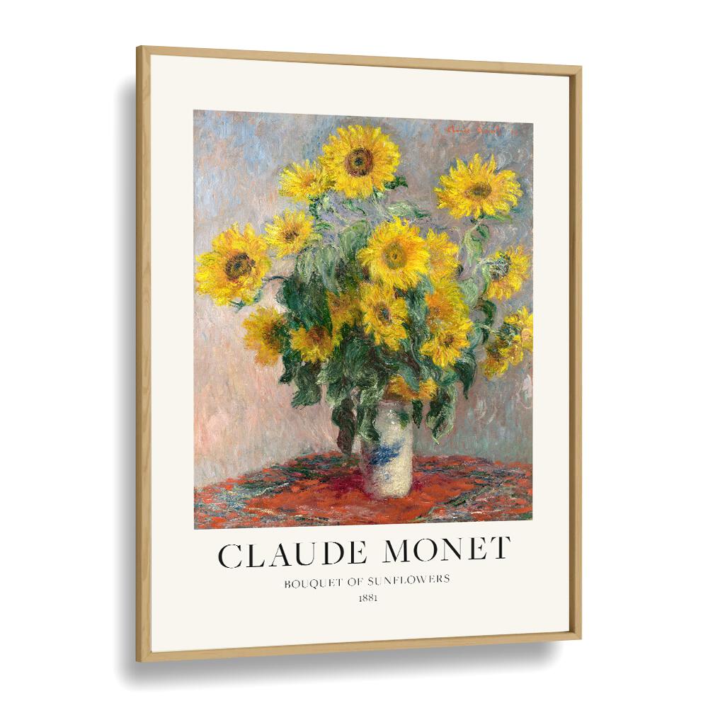 Radiant Splendor Claude Monet's Bouquet Of Sunflowers ( 1881) Claude Monet art painting Artwork in Oak Wood Plain Frame