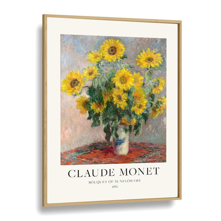 Radiant Splendor Claude Monet's Bouquet Of Sunflowers ( 1881) Claude Monet art painting Artwork in Oak Wood Plain Frame