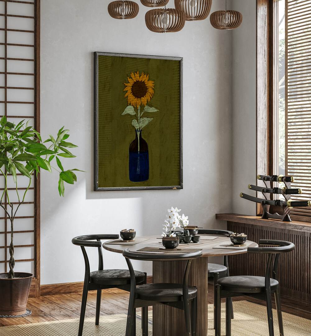 Bright sunflower kitchen poster enhancing modern decor with RADIANT VIEW, KITCHEN POSTERS for a vibrant atmosphere.